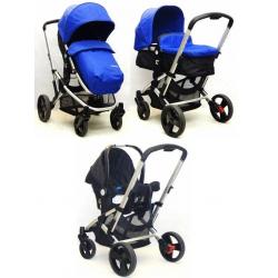Mothercare Xpedior 4 Wheel Travel System - Royal Blue / Silver