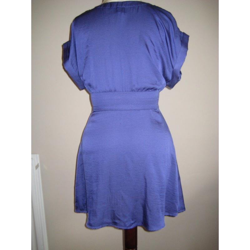 Blue silky tunic, size 42 EUR, UK 14