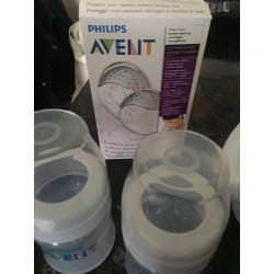 2 x avent manual breast pumps & accessories