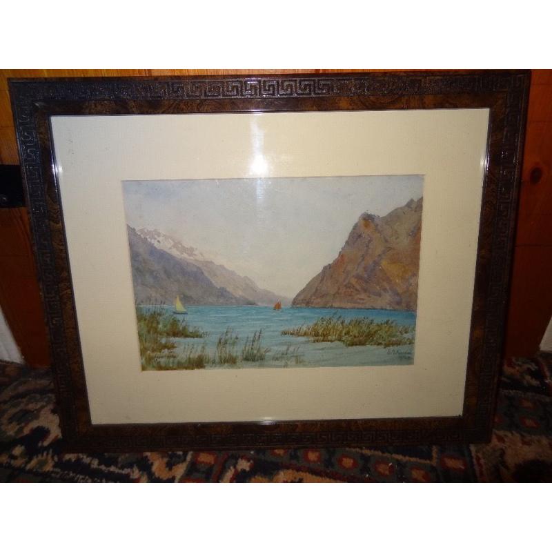 Original framed lake painting