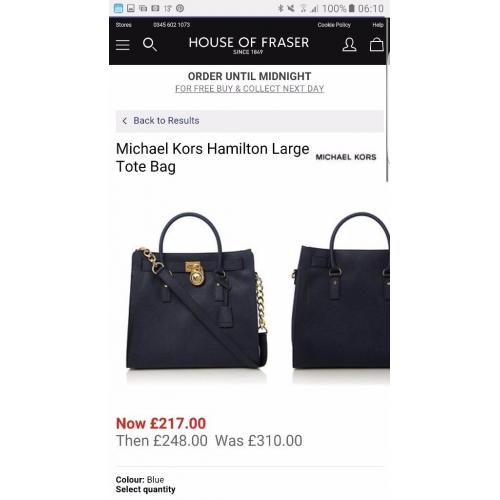 Michael kors hamilton tote bag! new