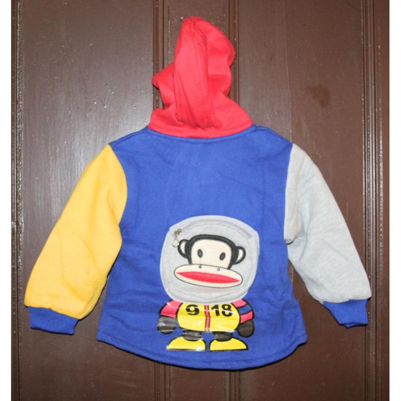 Children Monkey Hoodies Top Or Cartoon Coat 2 zip 3 pocket