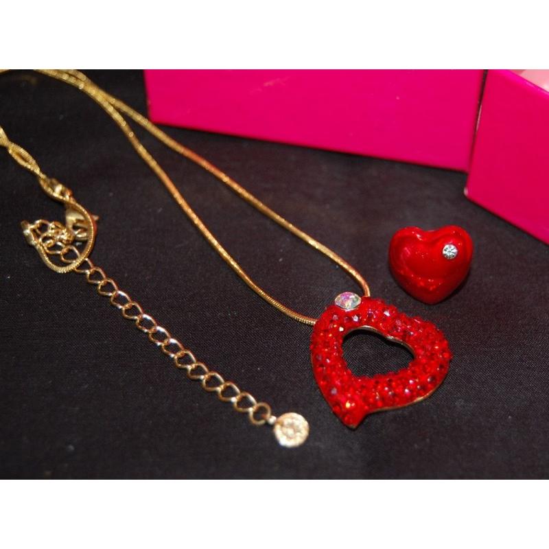 Butler and Wilson Swarovski Crystal heart necklace plus a lovely lapel pin BNIB