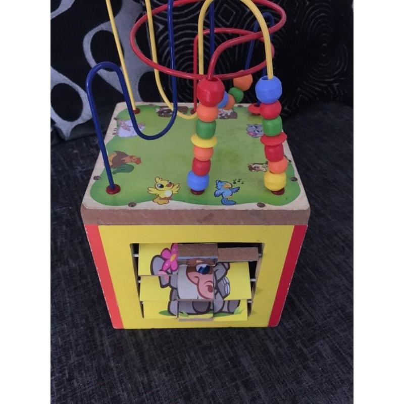 Children's small wooden play cube