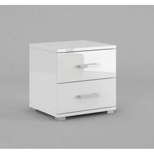 White High Gloss White Bedside Cabinet Storage Table Bedroom Modern Furniture 2 Drawer BRAND NEW