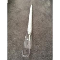 White diamanté wedding umbrella