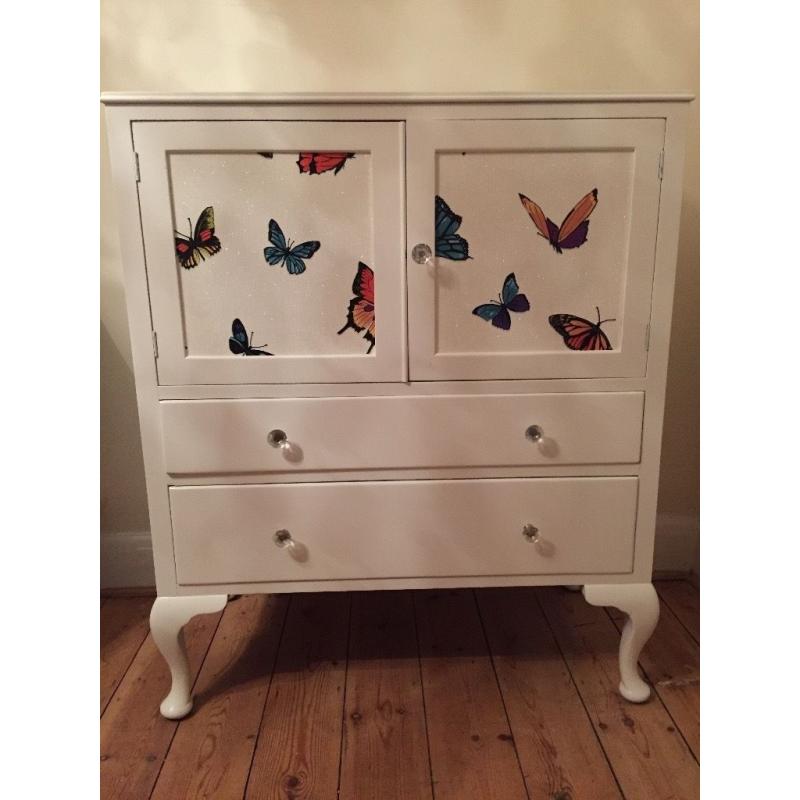 Upcycled spray-painted/decoupage Queen ann dresser - UK delivery available