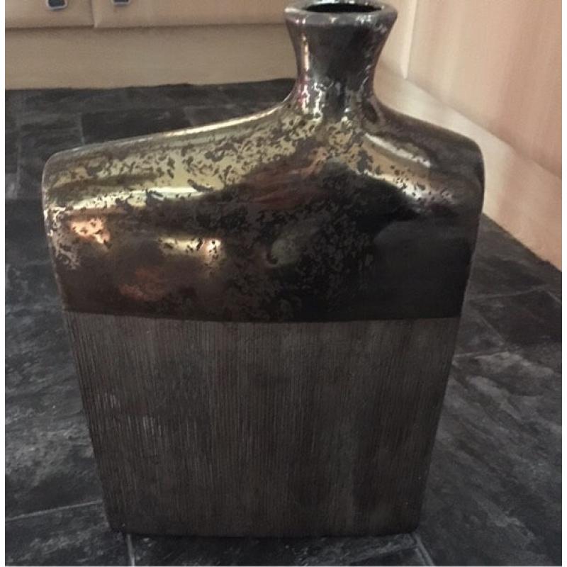 Brown and bronze unusual shaped vase