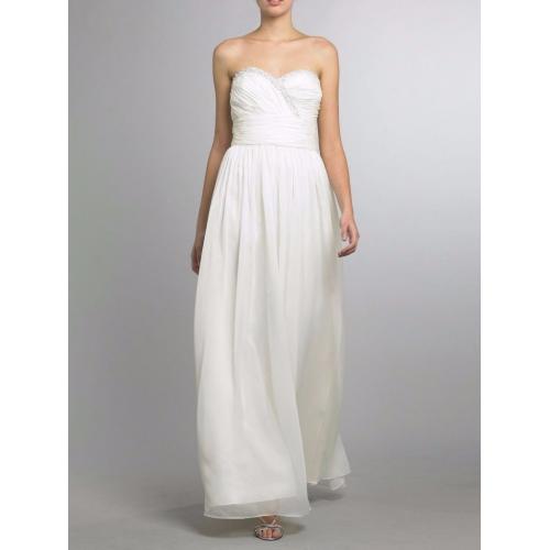Strapless Jewel Ruched Waist Dress in White (ivory) size 8