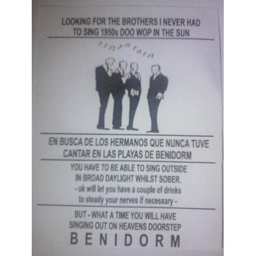 Do You Holiday in Benidorm ? Aged 21 to 70 ? And can hold a tune ?