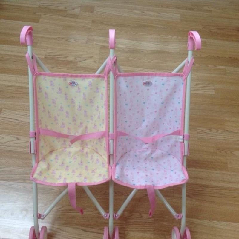 Baby born dolls double pushchair
