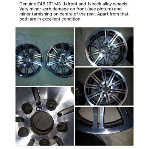 Genuine E46 19 M3 1xfront and 1xback alloy wheels.