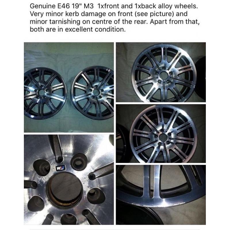 Genuine E46 19" M3 1xfront and 1xback alloy wheels.