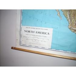 Mint Vintage 1960s School Wall Map of North America by Philips