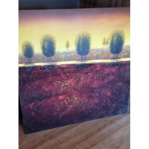 Large Yellow and Red Textured Canvas