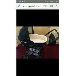 3 in 1 travel system leebruss pram buggy pushchair stroller and carrycot with all accessories