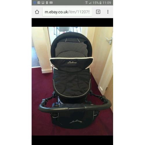3 in 1 travel system leebruss pram buggy pushchair stroller and carrycot with all accessories