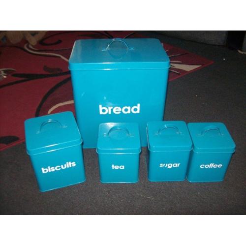bread bin-biscuit tin-tea-coffee-sugar set