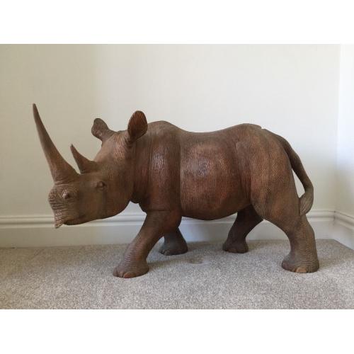 Large Wooden Rhino Sculpture (original one off commissioned piece)