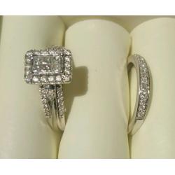 3/4 caret diamond engagement and wedding ring set