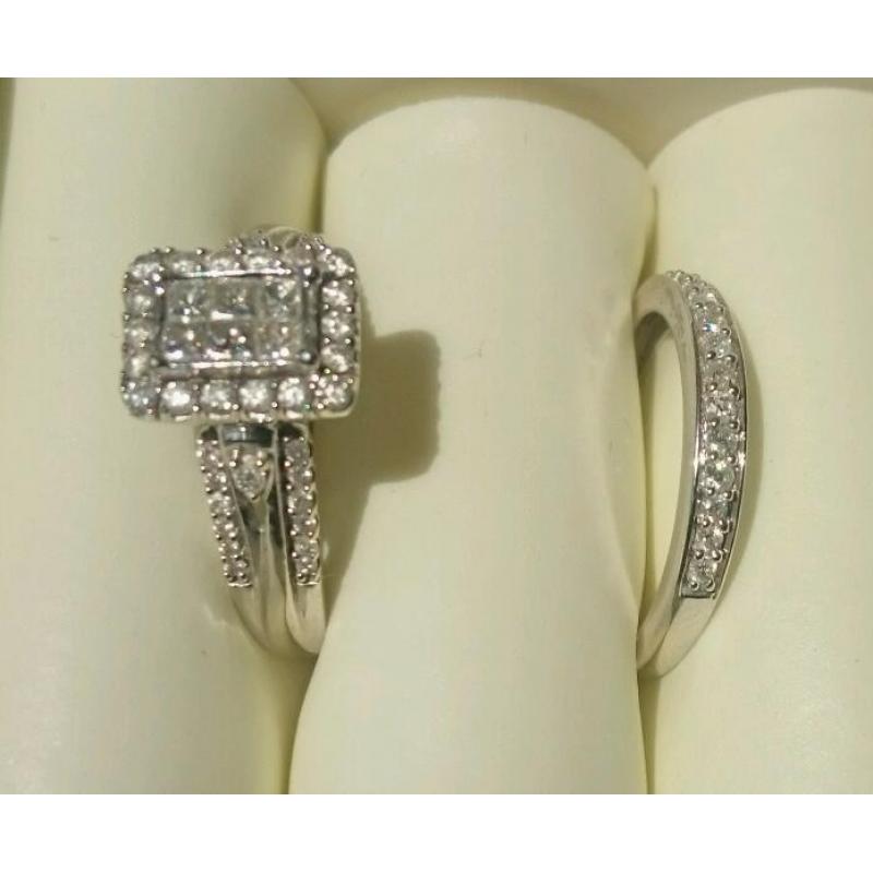 3/4 caret diamond engagement and wedding ring set