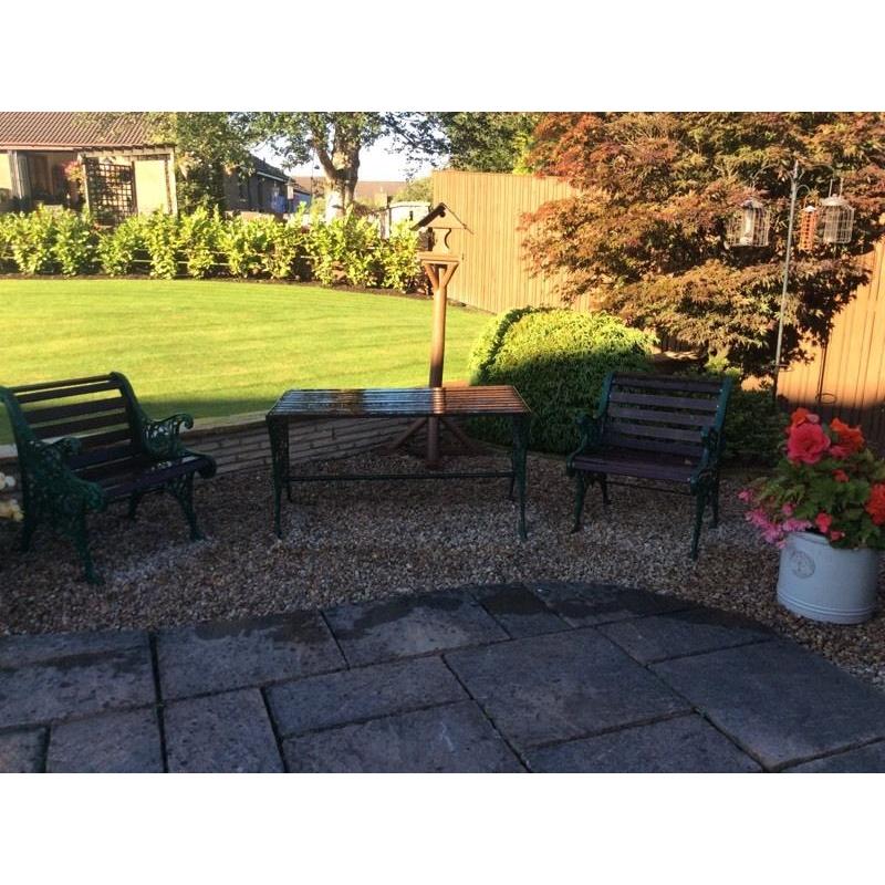 Garden table and two chairs