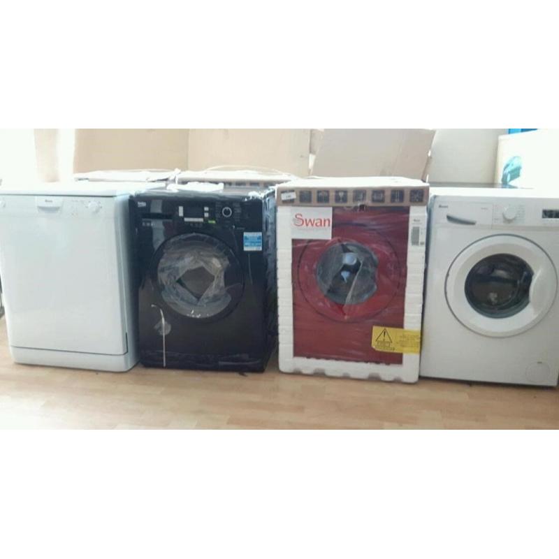 Swan Black or Red Washing Machines 1200 Spin 6kg 7kg and 8kg