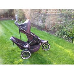 Phil & Ted's Sport double buggy, good condition, with storm cover and sun cover