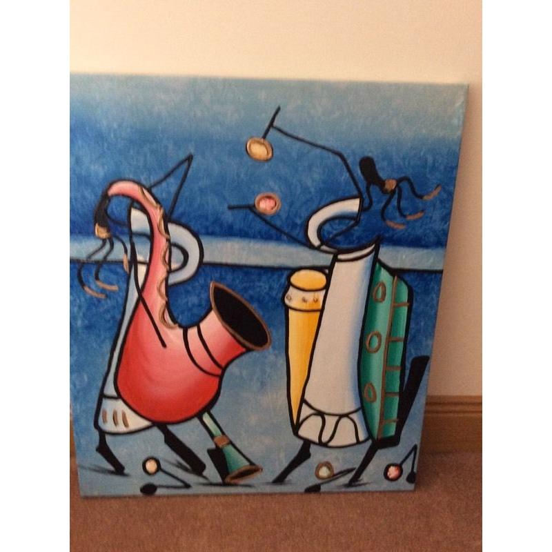 Musical instruments on canvas