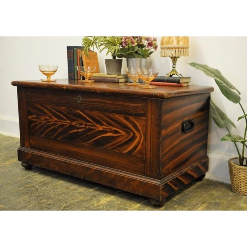 Antique Victorian Pine Kist/ Chest/ Trunk