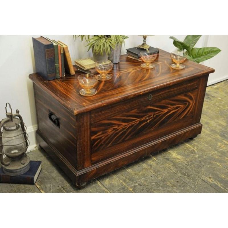 Antique Victorian Pine Kist/ Chest/ Trunk