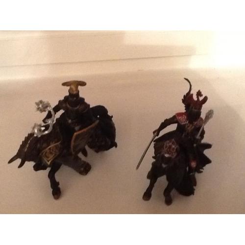 2 X Papo figures on horses with armour