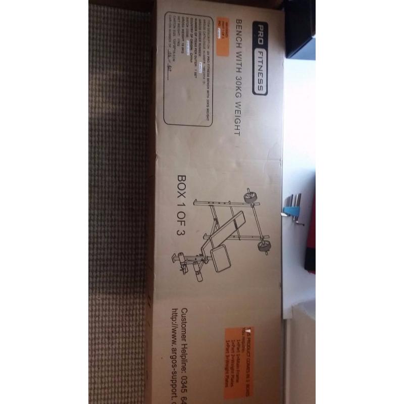 Weights bench plus 30kg of weight brand new
