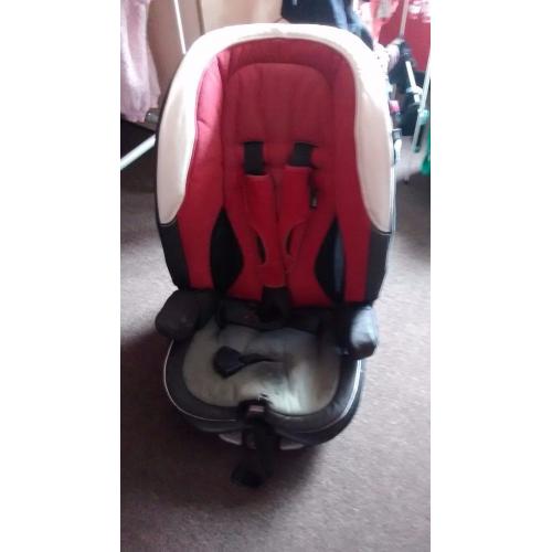 Car seat, petrol can, jump leads, tow ropes