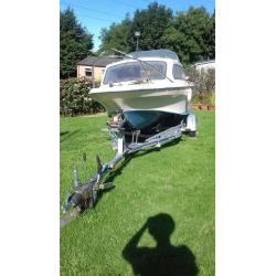 shetland 18f boat 60hp , 1 year old trailer, ready for water r