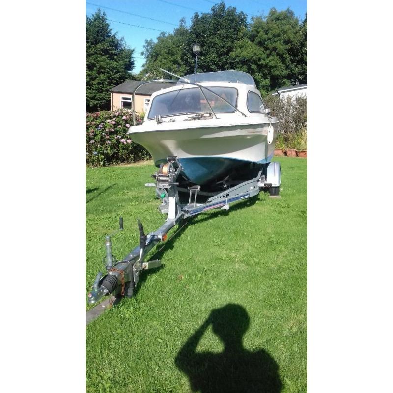 shetland 18f boat 60hp , 1 year old trailer, ready for water r