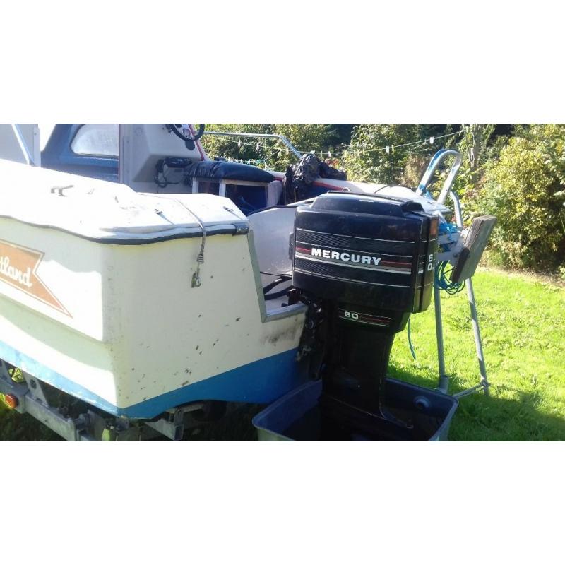 shetland 18f boat 60hp , 1 year old trailer, ready for water r
