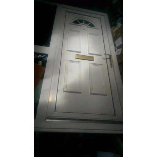 Upvc white door with side glass panel , excellent condition, 59 x 82