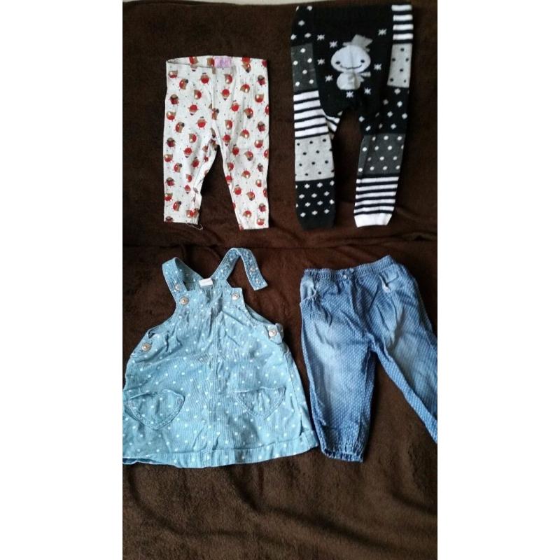 6-9 months variety of clothes, 5 items, including christmas leggings and H&M