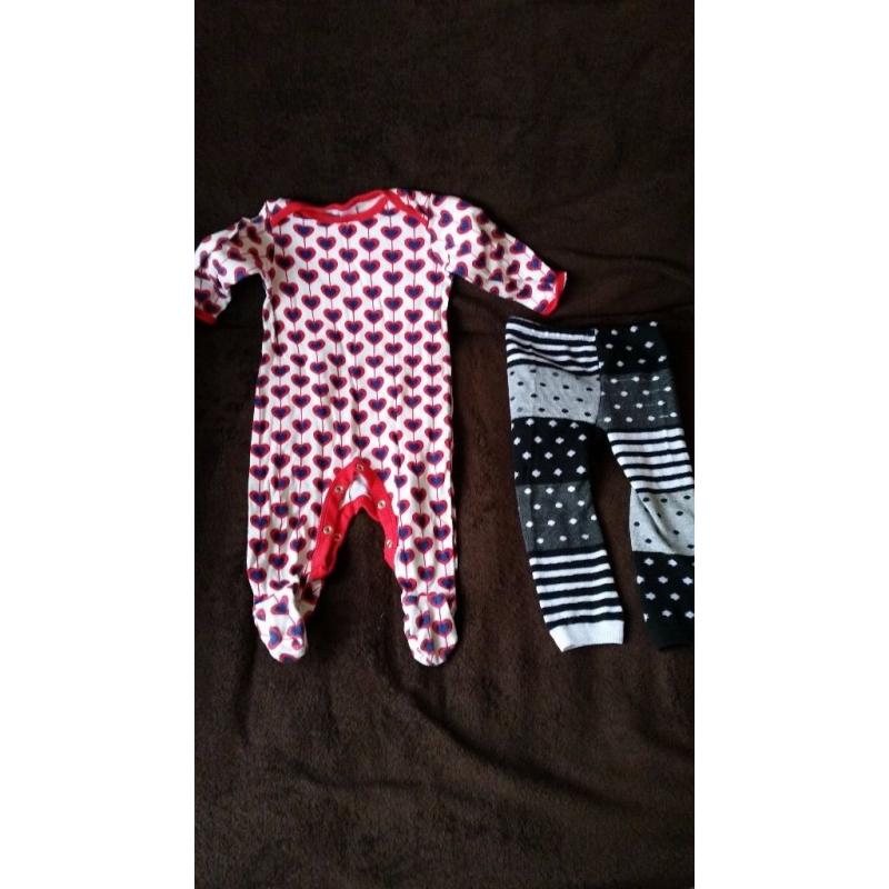 6-9 months variety of clothes, 5 items, including christmas leggings and H&M