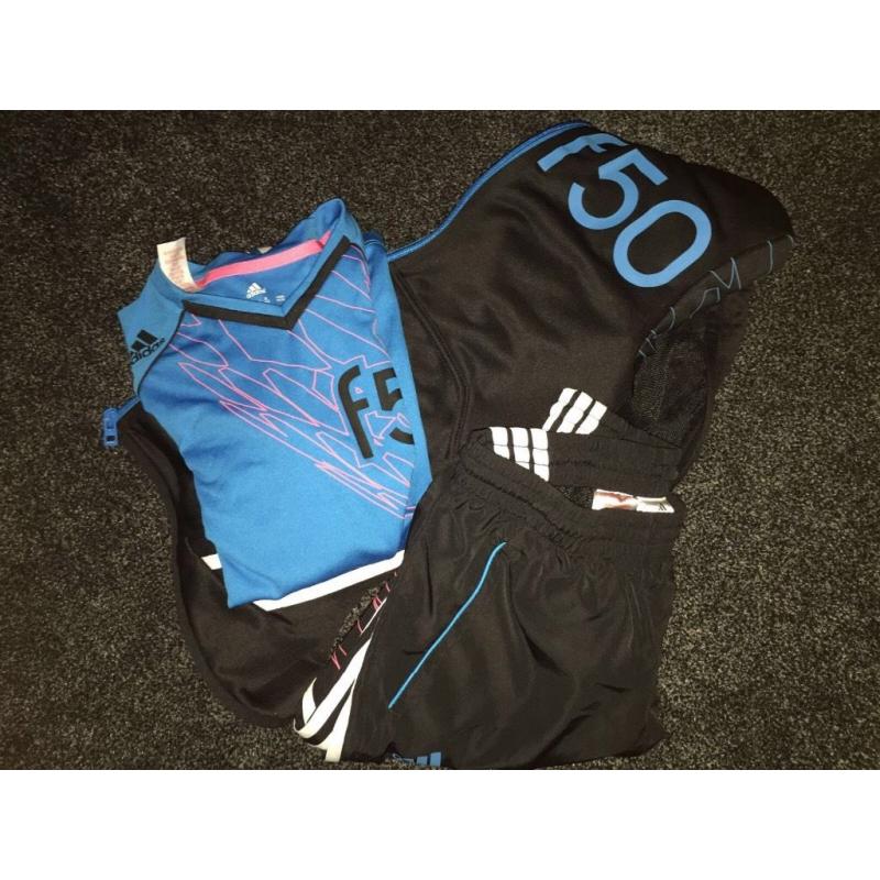 Boys adidas F50 top, BN hoodie and 3/4 length bottoms