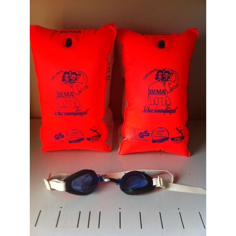 Large armbands and goggles