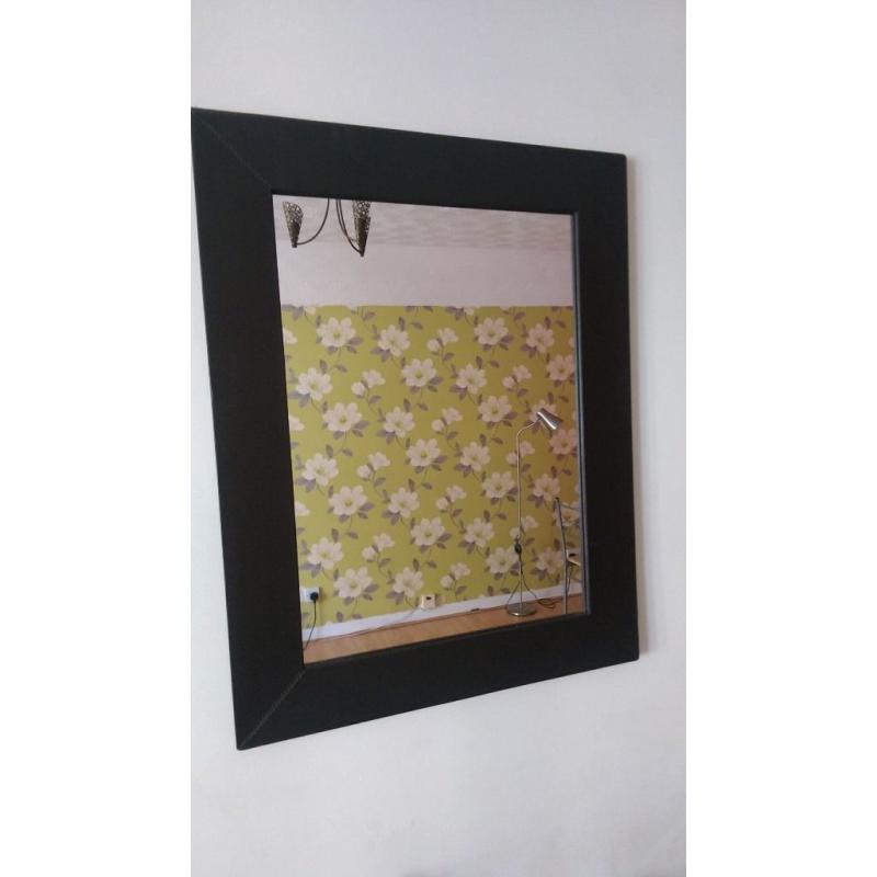 brown leather mirror