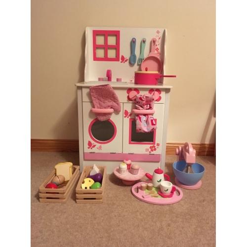 Girls wooden kitchen and accessories