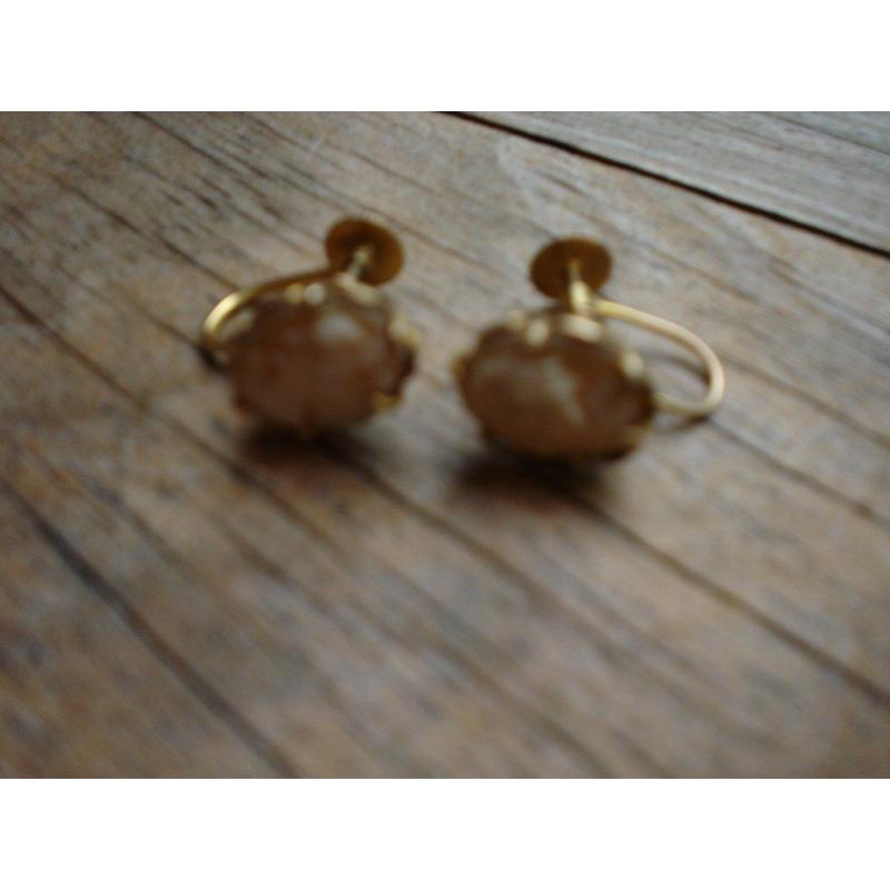 9ct Gold Cameo Earrings------screw on