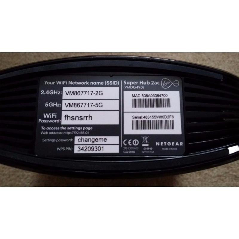 Virgin SuperHub 2ac with mains adaptor. No offers please.
