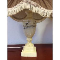 Pair of vintage white onyx lamps & shades