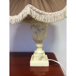 Pair of vintage white onyx lamps & shades