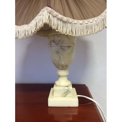 Pair of vintage white onyx lamps & shades