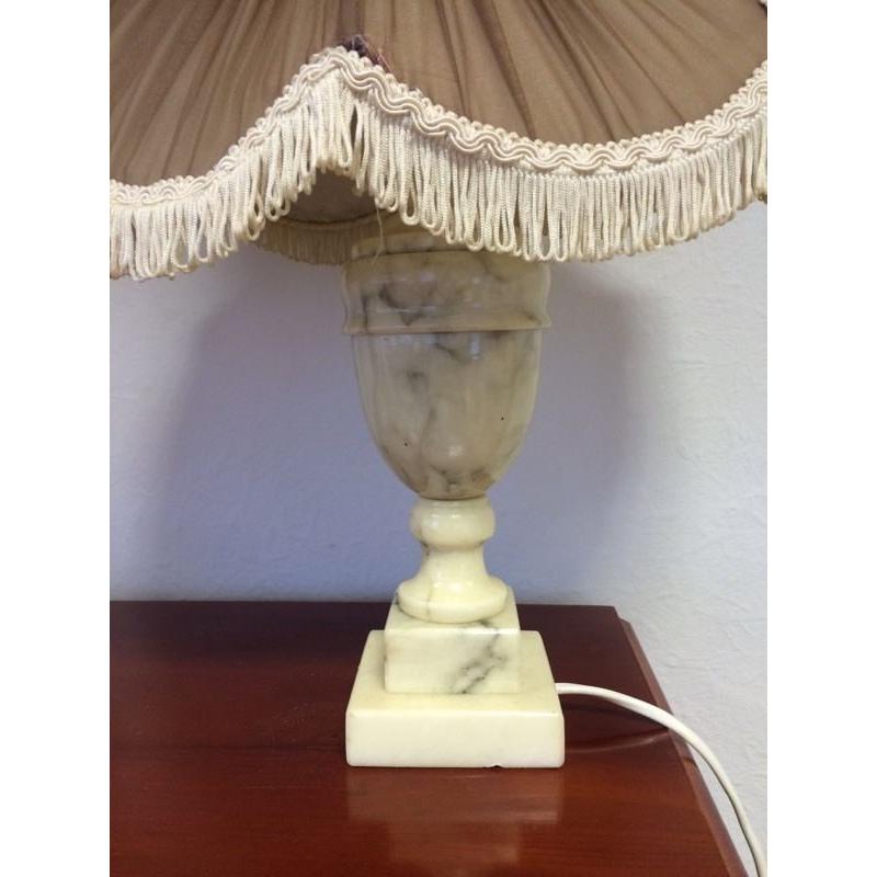Pair of vintage white onyx lamps & shades